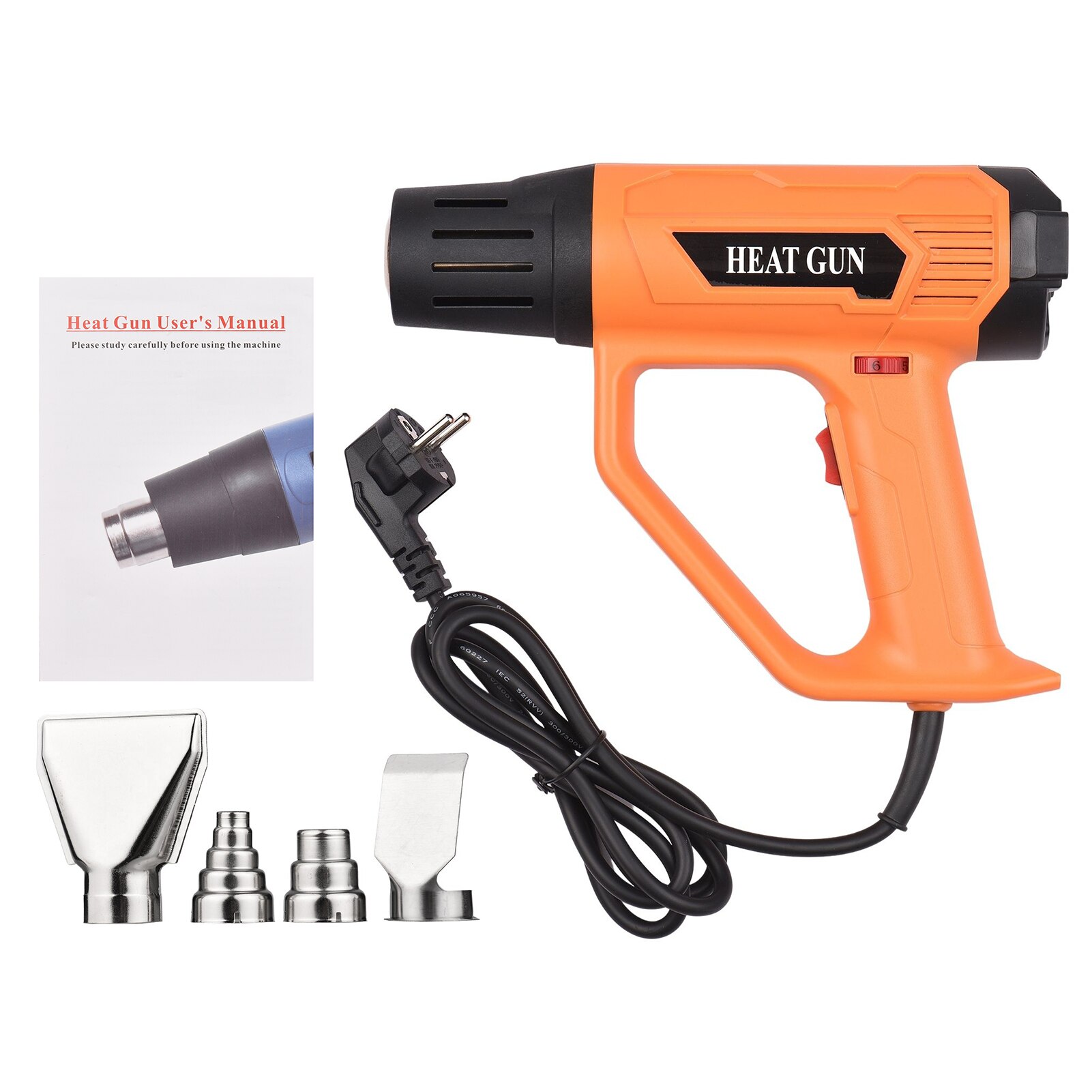 2000W 220V Air Blower High Power Zware Snelle Elektronische Digitale Display Heat Gun Air Gun handheld Air Heater: Orenge EU