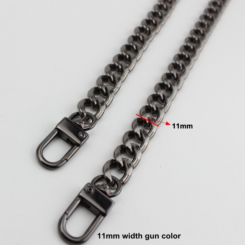 130cm Metal Stainless Steel Purse Chain Strap Handle Shoulder Crossbody Handbag Bag Belt Metal Replacement 5 Color Ancient gold: 11mm Gun black 120cm