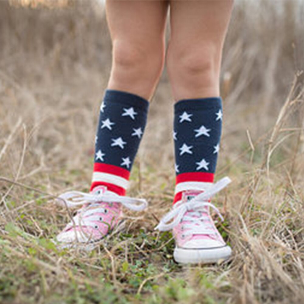 4th of July Baby girls Socks Independence Day Children kids Cotton Tube socks Star Stripe Girls Socks Ninos Calcetines