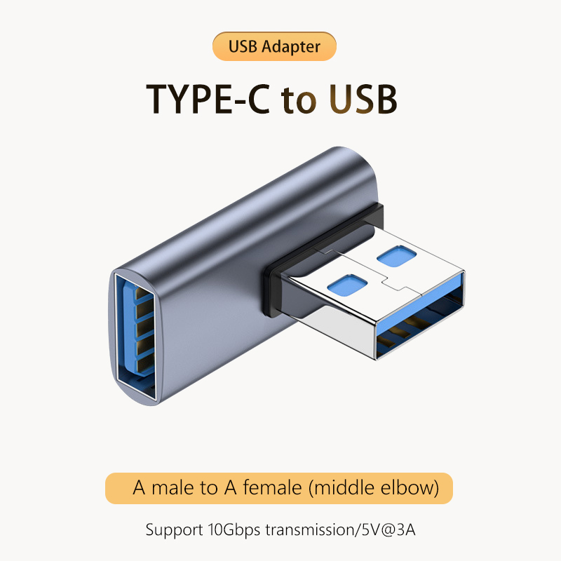 NNBILI 3A Typ C Kolanko USB 3.1 Adapter kabla do ładowania danych Konwerter dla Androida Adapter OTG 90/180 stopni Szybkie ładowanie 10 Gb/s: Czerwony