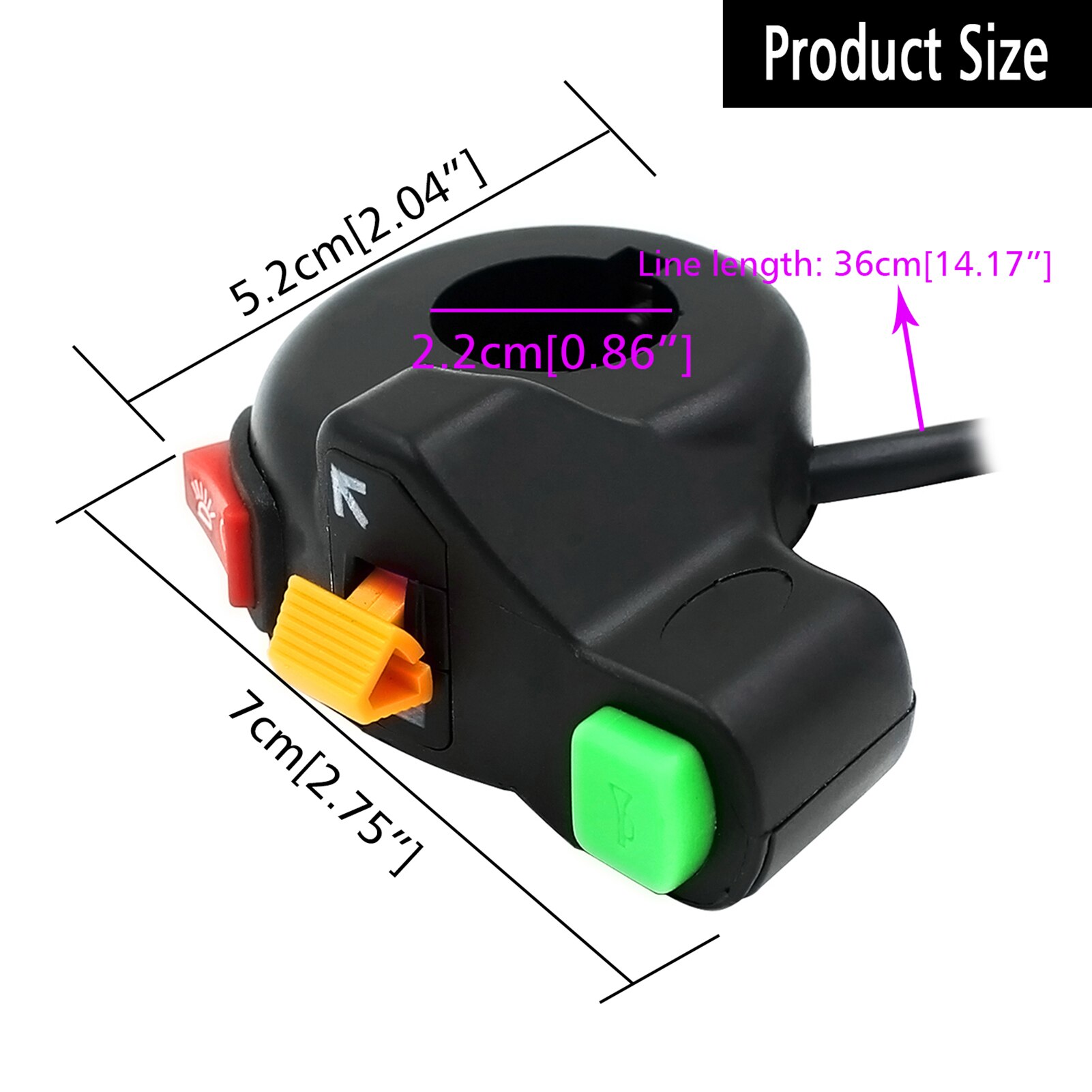 Motorfiets Elektrische Fiets/Scooter Licht Richtingaanwijzer & Claxon Op/Off Knop W/Rood Groen Knoppen 22Mm Dia Stuur