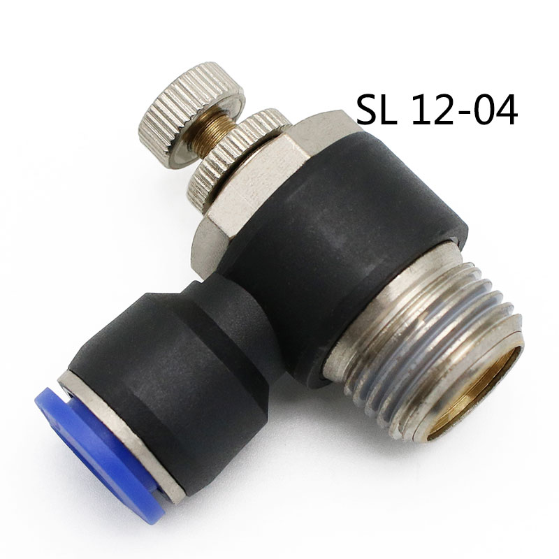 Pneumatischer Geschwindigkeitsdurchflussregler, 8 mm, 6 mm, 10 mm, 12 mm Außendurchmesser, Schlauchrohr, 1/4 Zoll BSP, 1/8 Zoll, 3/8 Zoll, 1/2 Zoll männliches Gas-Luftstrom-Endventil, Schnellmontage: Beige