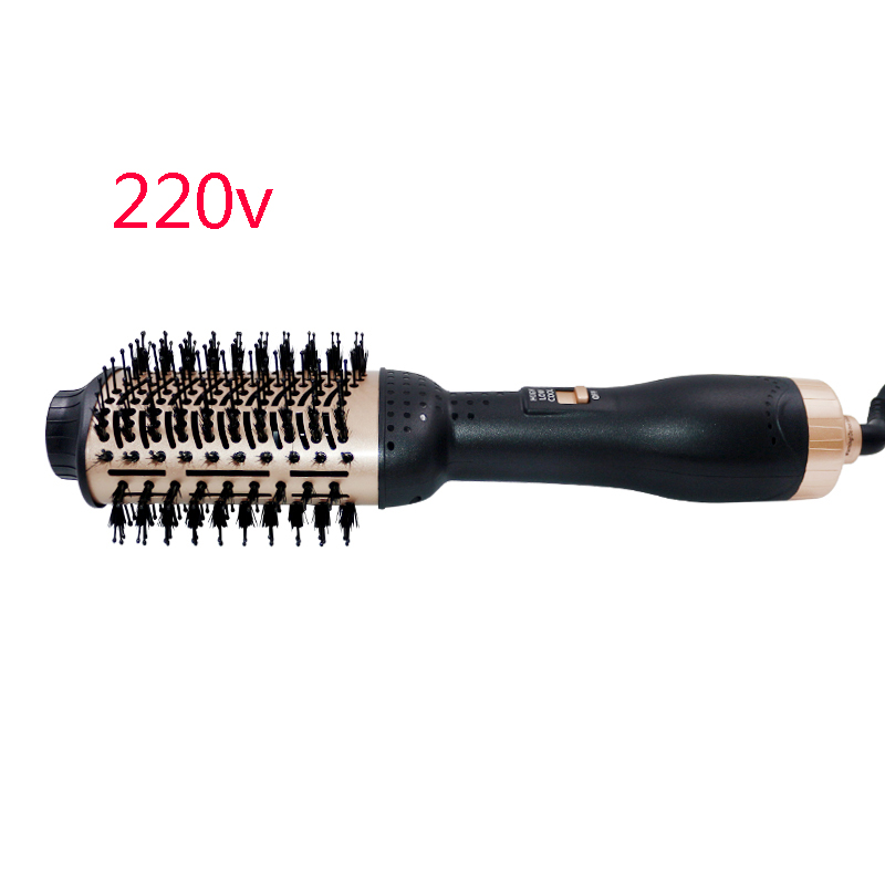 2 em 1 ouro ar quente escova de ar fresco pente modelador cabelo secador 360 rotação multifunções straightner cabelo curling ferro: 220V-240V / UK