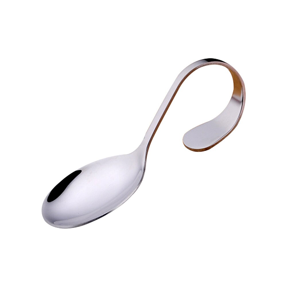 Kitchen tools Home Tableware Stainless Steel Curved Handle art Fork Salad Round Spoon Tip Spoon Soup Spoon: A