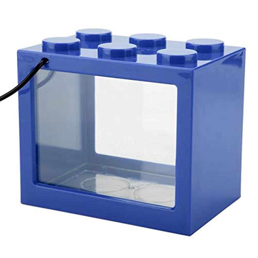 LanLan Mini Aquarium met Licht Vissenkom voor Home Office Thee Tafel Decoratie: Blue