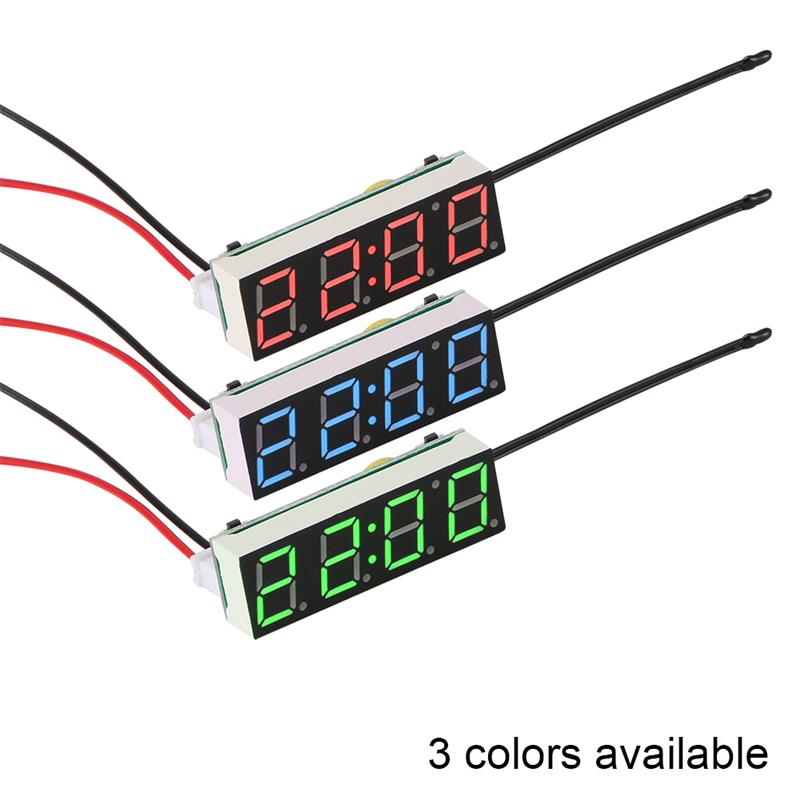Car Electric Clock Digital Timer Green Blue Red Light HD LED Temperature Clock Thermometer Voltmeter LED Display Digital Clock: Red