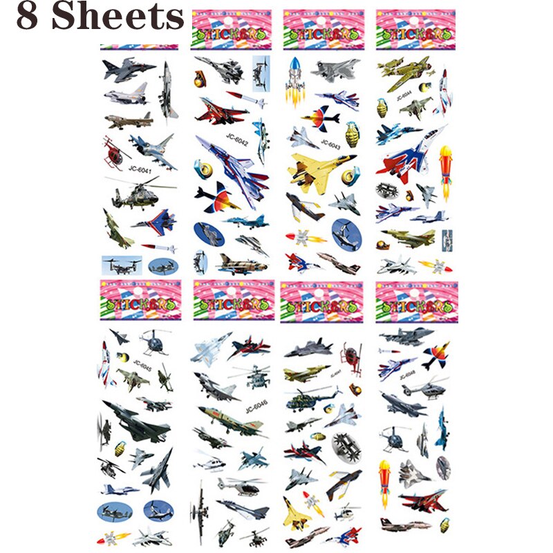 20/8 Diffetent Lenzuola 3D Puffy Adesivi All'ingrosso per le Ragazze Dei Ragazzi Animale di Pesce Auto Dinosauro Del Fumetto Classic Education Giocattoli Per Bambini Regali: 8 sheets airplane