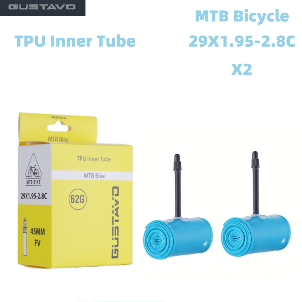 GUSTAVO TPU Ultraleichter MTB-Fahrradschlauch 26/27,5/29 x 1,95–2,8 C Französische Ventillänge 45 mm: dunkel Grau
