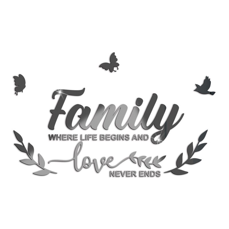 1einstellen 3D Spiegel Zauberstab Aufkleber DIY Familie Worte Acryl Zauberstab Aufkleber Wohnzimmer Zauberstab Dekor Hause Dekoration adesivo de parede: Schwarz