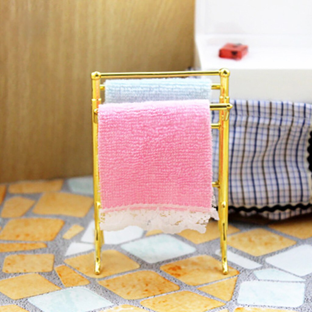 1:12 /1:6 Dollhouse Miniature Scene Model Mini Towel Rack Pretend Play Toy Doll House Accessories brinquedos infantil#35