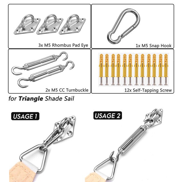 3x3x3M Triangolo sole riparo Ombra Vela portato Luce corda Tende Esterno Romantico Caldo Impermeabile gazebo giardino Tenda a vela