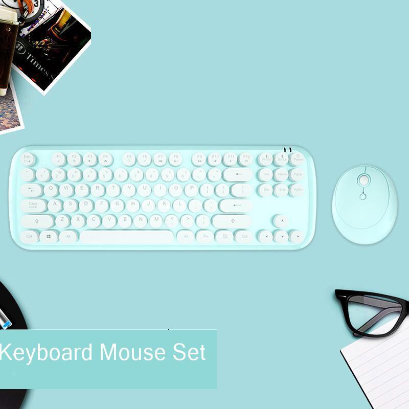 SeenDa 2.4G Wireless Bluetooth Keyboard Mouse Combos for Computer Phone Switch Between Bluetooth & 2.4G Connect Up to 3 Devices: green keyboard set 