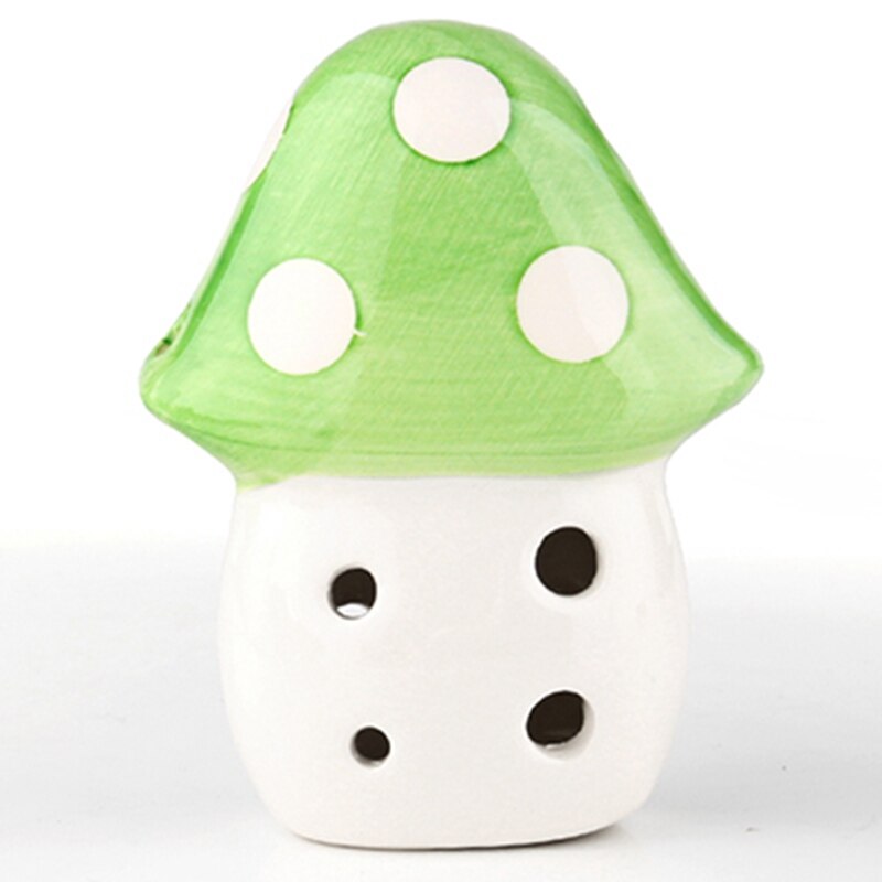 Ocarina-Colgante de cerámica con 6 agujeros para principiantes, pequeño seta de dibujos animados, 5 colores, tono Alto C, juguetes de enseñanza de recuerdo turístico, novedad de: Green