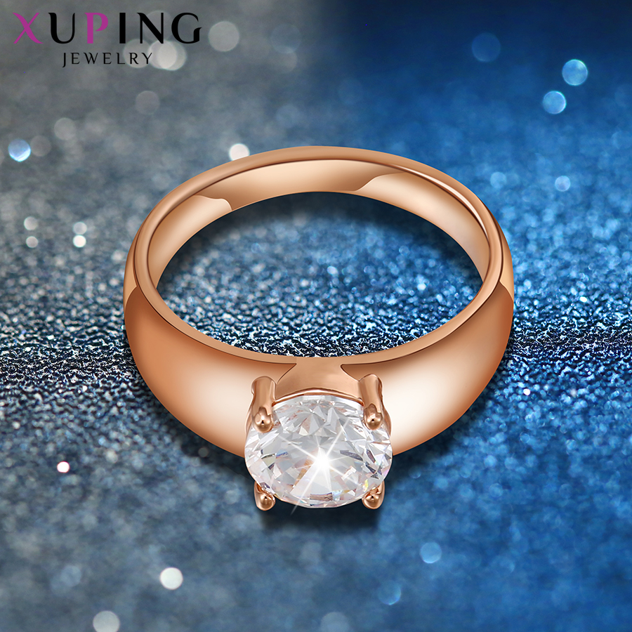 Xuping Jewelry Female Ring Unique Beautiful Rose Gold Color Plated Rings For Women Valentine's Day 12838