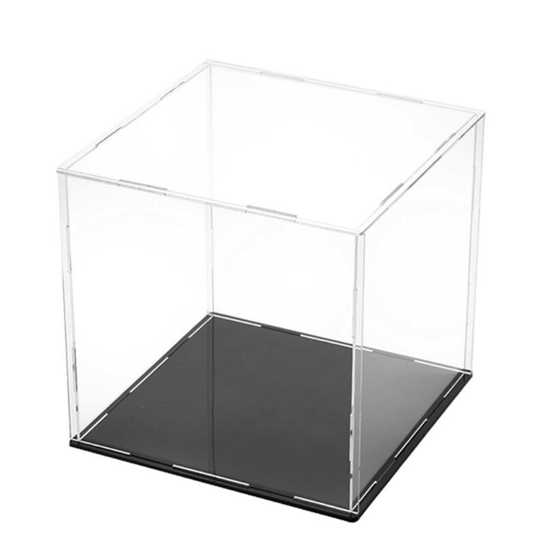 Klar Acryl Display Fall Schwarz Basis Staubdicht Schutz Modell Spielzeug Zeigen Box: 25x25x25cm