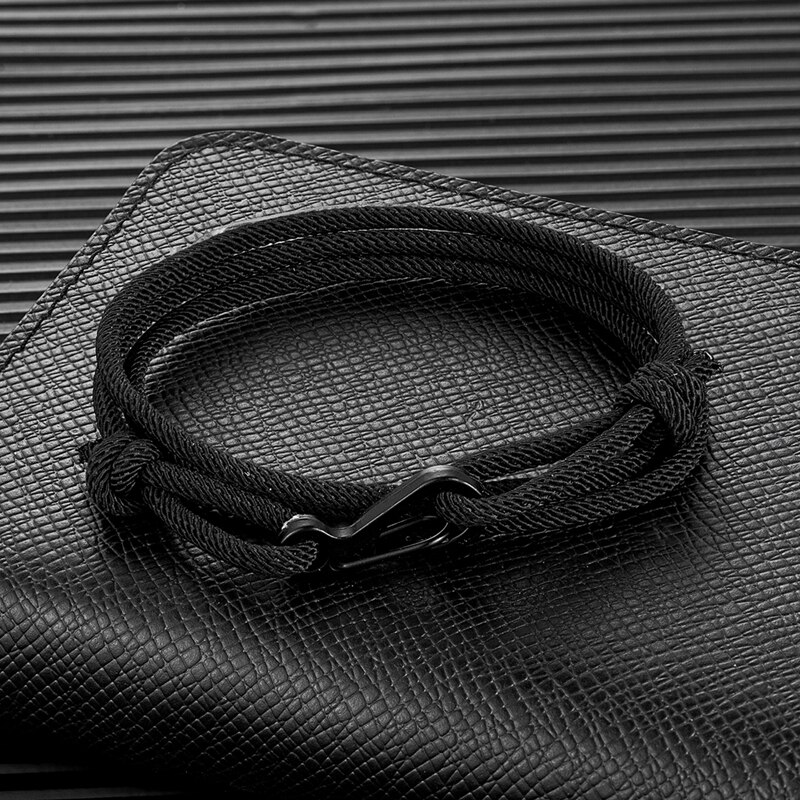 MKENDN-pulsera de cuerda de estilo náutico para hombre y mujer, brazalete minimalista de escalada, mosquetón, color azul oscuro, medianoche