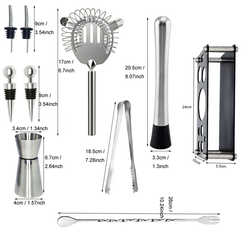 12 teile/satz 750/600ml Cocktail Shaker Set kit Bartender Kit shaker Edelstahl Bar Tool Set Bartending Kit mit Wein Rack