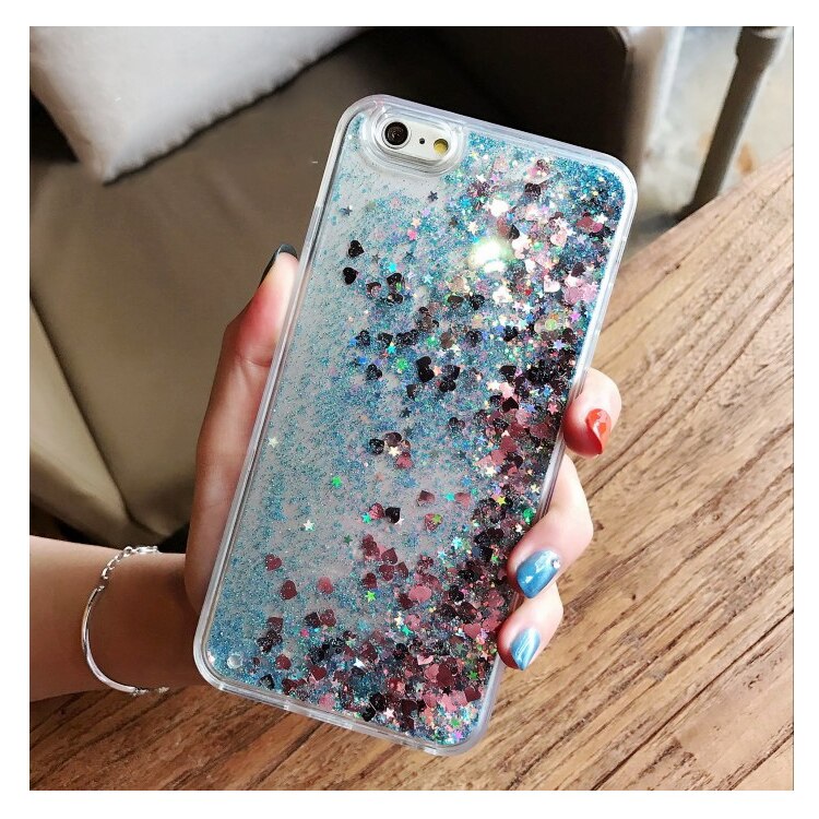 Loves heart glitter stars dynamic liquid drijfzand zachte tpu telefoonhoesje voor iphone 6 6s 6 plus 7 7 plus 5 5s 5se