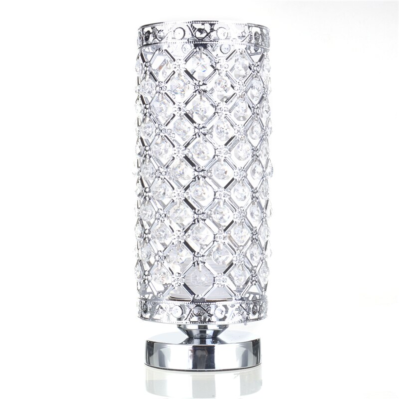 Modern LED Crystal Desk Table Lamp E27 Adjustable Bedside Nightstand Light Home Decoration Indoor Lighting: Silver