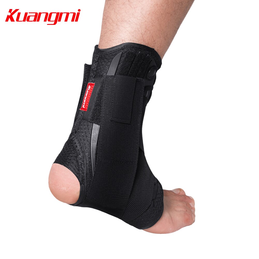 Kuangmi Tutore Alla Caviglia Lace Up Con Il Lato Stabilizzatori e Croce Ausiliario Cinghia di Fissaggio Forza di Protezione 1 Pezzo