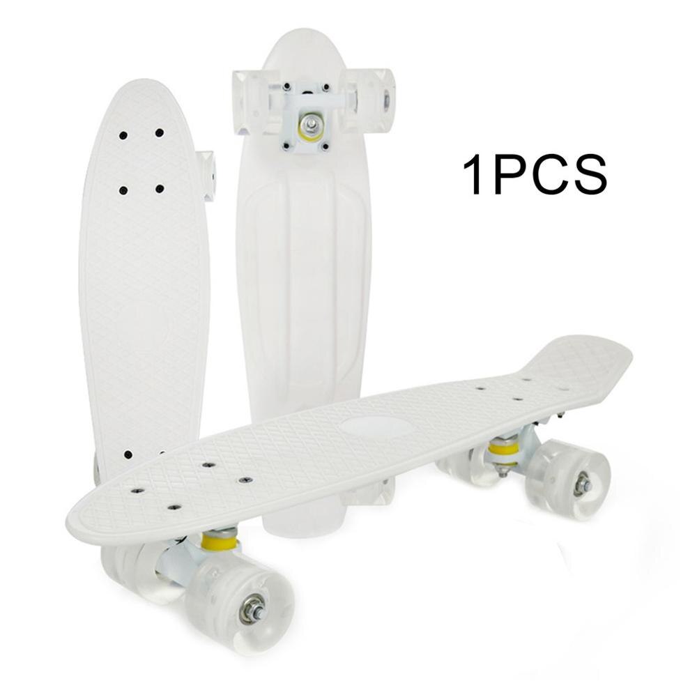 8 Colors Aluminum Magnesium Alloy Banana Skateboard Youth Road Travel Single Rocker Children Adult Four-Wheeled Scooter Newest: White
