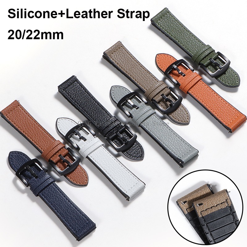 Bracelet Smartwatch universel pour homme et femme, silicone souple, bracelet de montre en cuir, bracelet de remplacement sport, bracelet à dégagement rapide, 20mm, 22mm