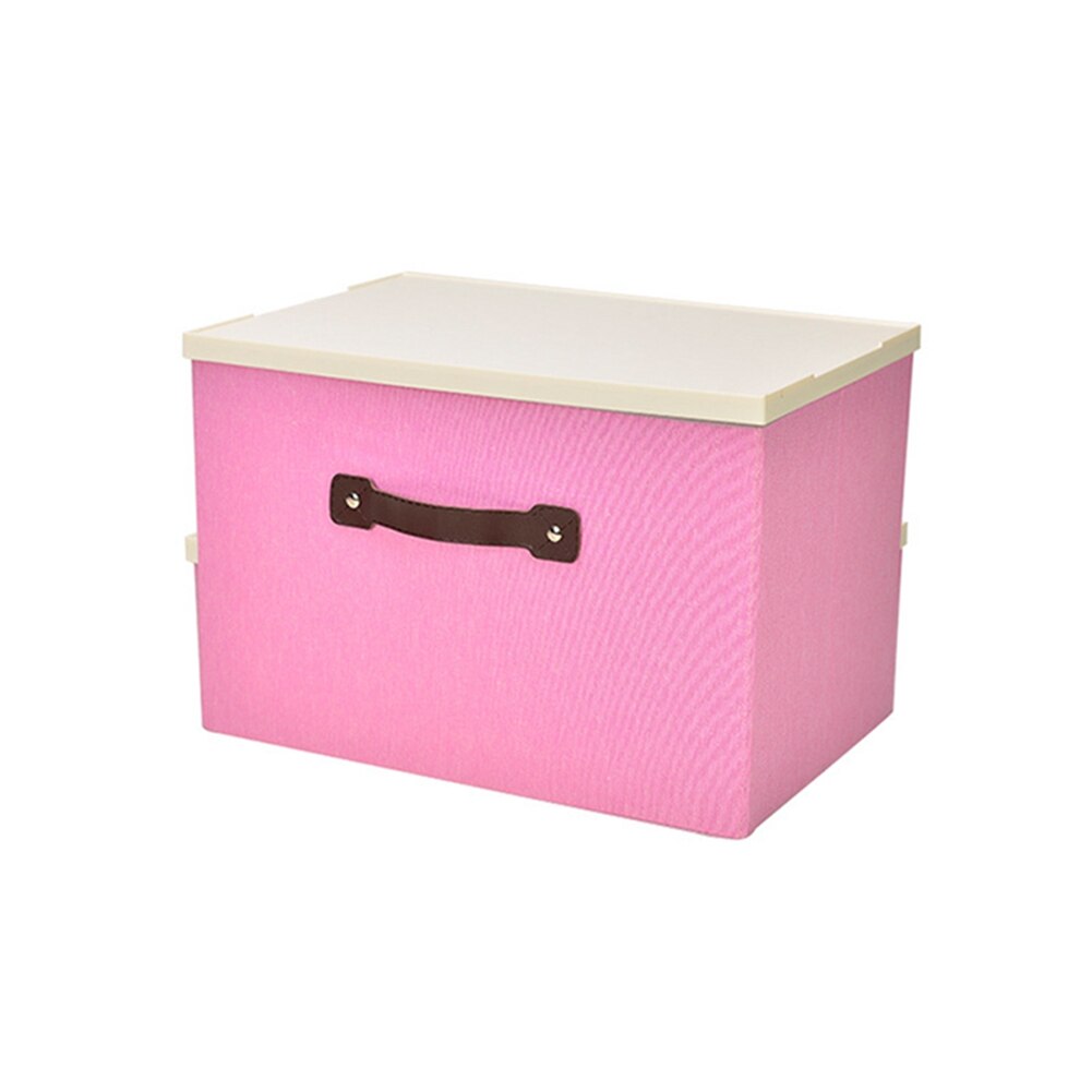 Linen Clothes Storage Box Folding Home Sundries Organizer Foldable Storage Box Lids Stackable Polyester Fabric Container: 33x23x11 / Pink