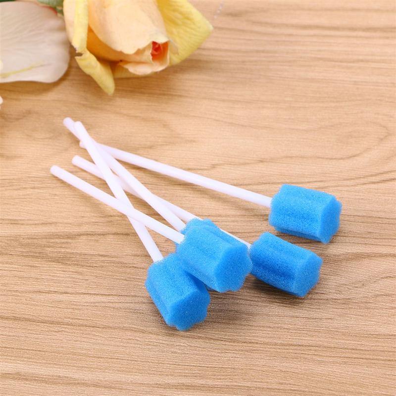 100 Uds esponja en bastoncillos de algodón desechable limpiador de boca de palo esponja de Limpieza de dientes hisopo herramienta de limpieza de maquillaje de Cuidado Oral