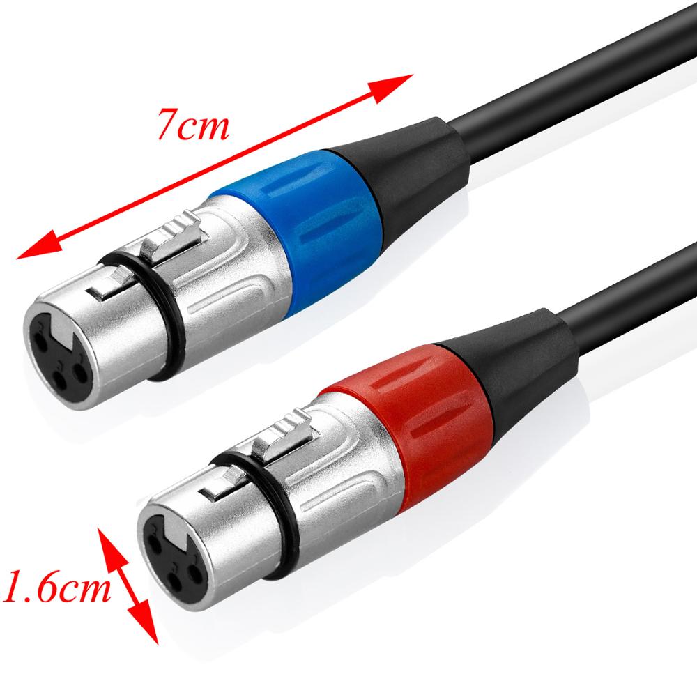 Bochara 2RCA Male to Dual XLR Female OFC AUX Audio Cable Shielded For Amplifier Mixer Speakers