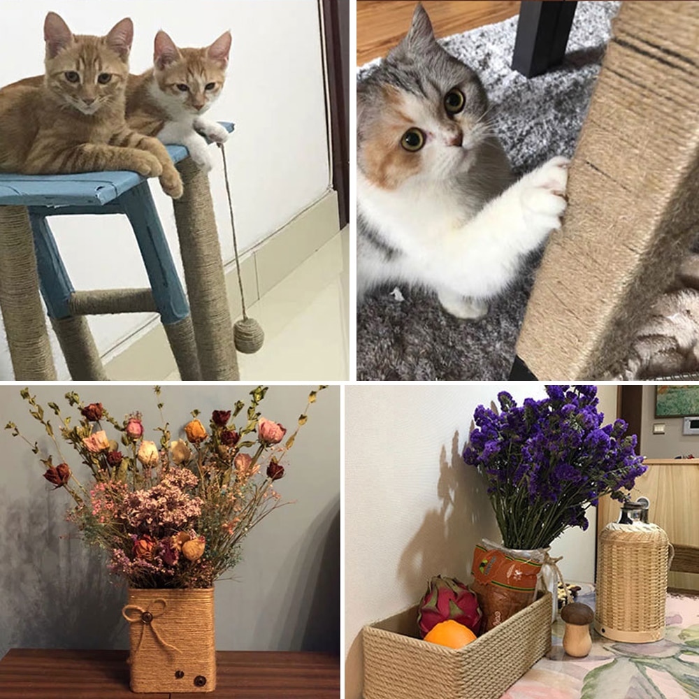 50m Sisal Rope Cat Tree DIY Scratching Post Toy Cat Climbing Frame Replacement Rope Desk Legs Binding Rope for Cat Sharpen Claw