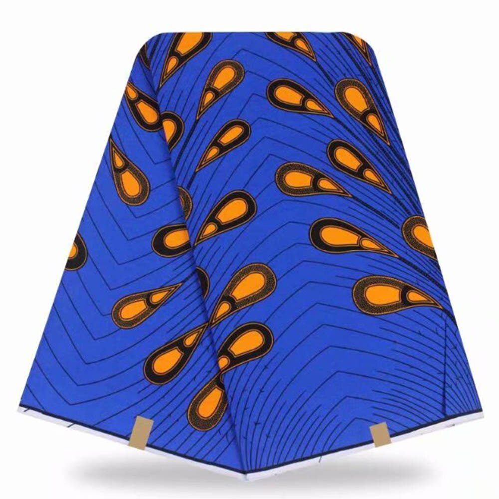 Afrikansk stoff vokstrykk ekte voksduk 100%  bomullsmateriale 6 yards afrikansk ankara bomull voks stoff for kjole: Farge 9
