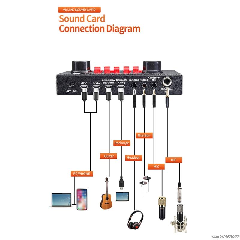 Microfoon Geluid Mixer Bluetooth-Compatibele Geluidskaart Mengen Geluidskaart Console Versterker Computer Sound Adapter 21Dropshipping