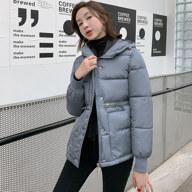 Fitaylor invierno algodón acolchado Chaquetas cortas Abrigo con capucha simple Breasted Abrigos Mujer Casual talla grande algodón lindo ropa de abrigo