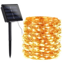 72ft 22 M 200 LED Solar Light Strip Huis Tuin Koperdraad Licht String Fairy Outdoor Zonne-energie Christmas Party decor