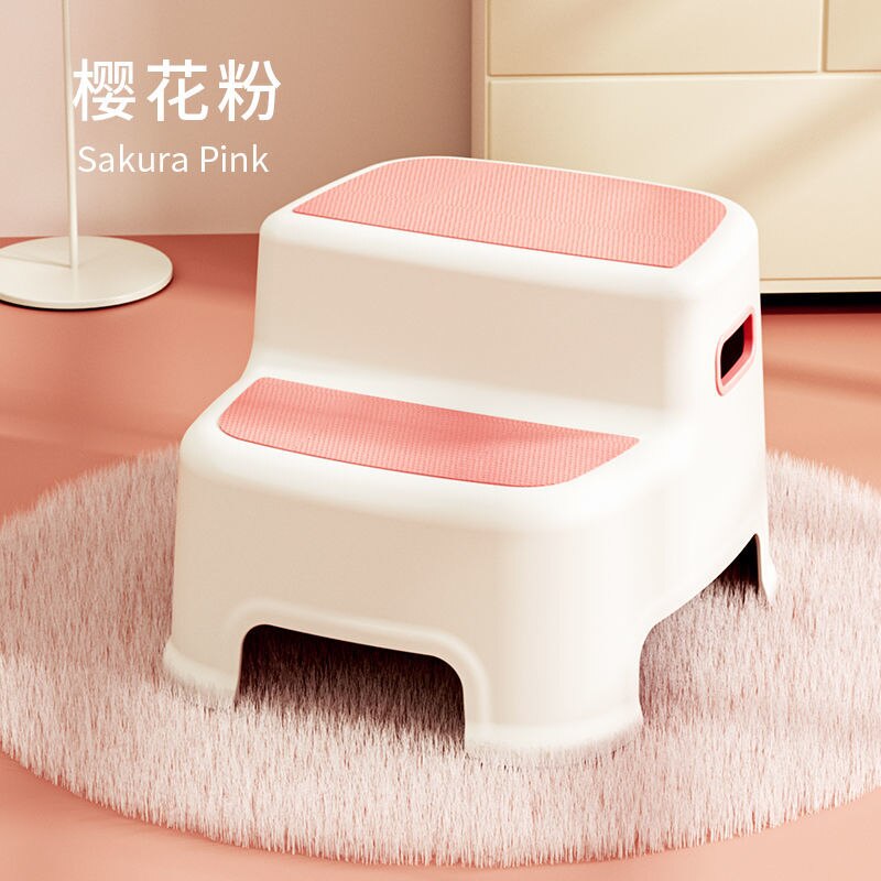 Multi-Function 2 Step Stool Toddler Kids Stool Toilet Potty Training Anti-slip Bathroom Stool Footstool Chair Bathroom Furniture: light pink