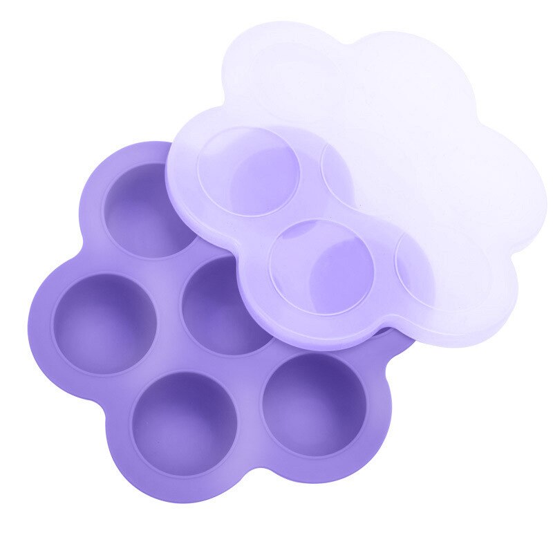Contenedor de silicona para alimentos de bebé, caja de almacenamiento de frutas y leche materna, bandeja para congelador, contenedor de comida para bebé: Morado