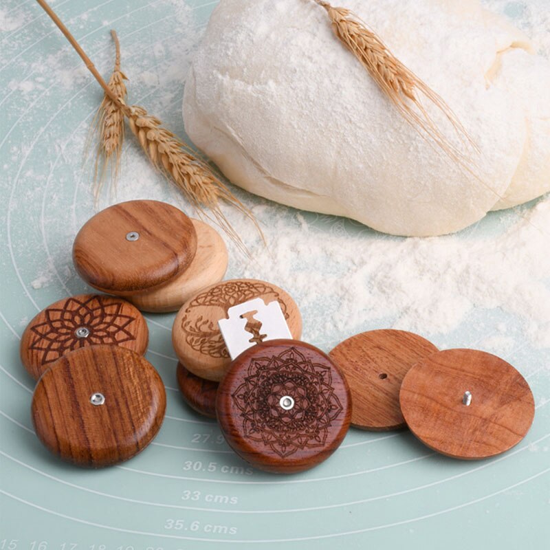 1Pcs Kitchenware Bread Scoring Cutter Portable Round Shape Baking Tool Wooden/Metal Non-slip Decorative Pattern Kitchen DIY Mold