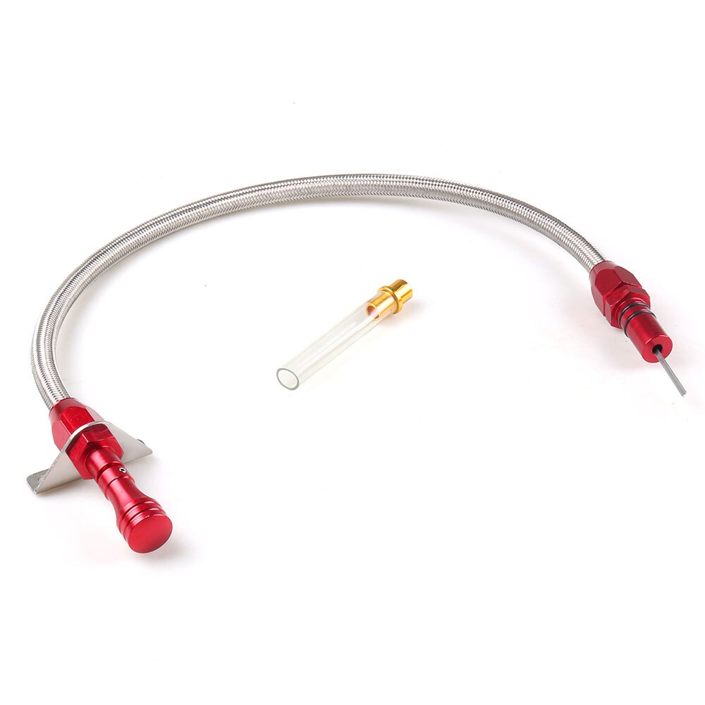 For GM Chevy Flexible Stainless Transmission Dipstick TH350 TH400 Turbo SBC BBC: red