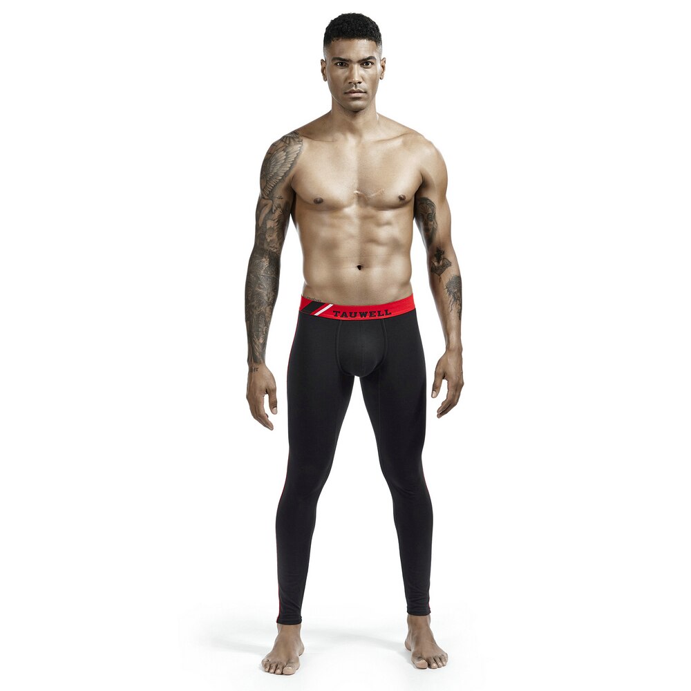 Solid Mens Lunga Biancheria Intima di Cotone Palestra Stretch Morbida Mutande Traspirante U-Convesso di Sport Pantaloni a Casa-Usura Casual Pantaloni Della Tuta uomini: L / Black