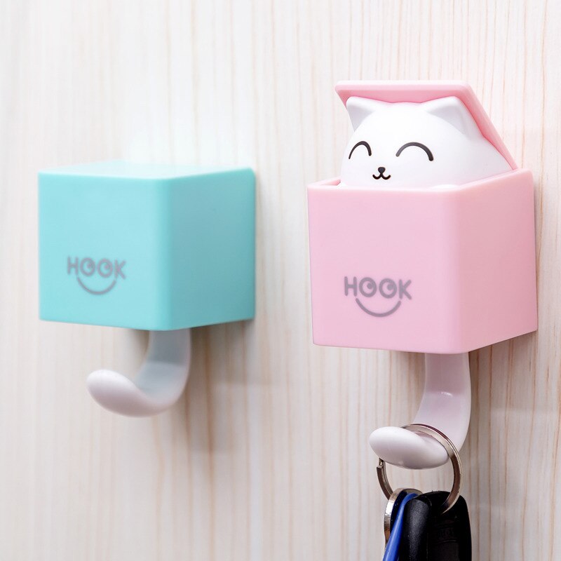 Creatieve Leuke Verborgen Kat Muur Opknoping Haak Voor Kleding Hoed Sjaal Sleutel Fun Zelfklevende Dieren Paw Hanger Rack Muur decoratie