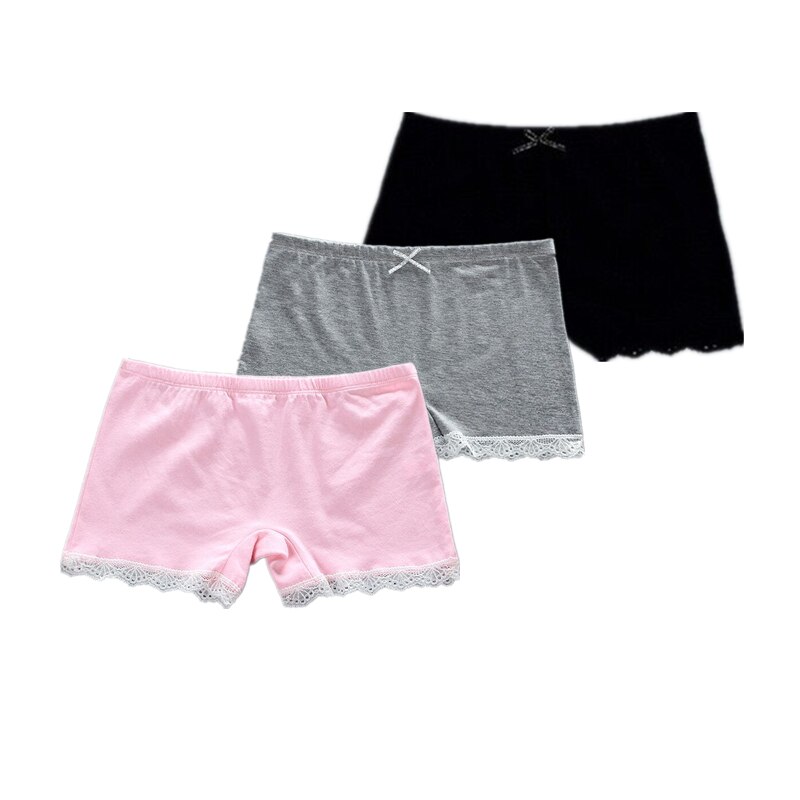 Pantalones cortos de seguridad de verano para niñas, ropa transpirable de algodón, pantalones cortos de encaje, 3 uds./lote: heihuifen