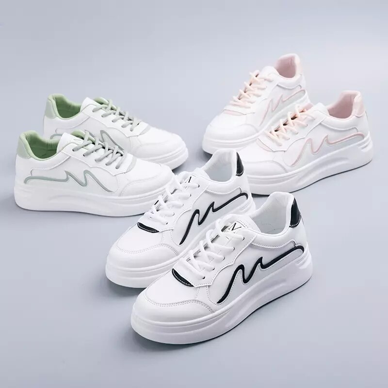 Hvide tennissko til kvinder sneakers kvinder tennissko zapatillas mujer light platform sko højde stigende 4cm