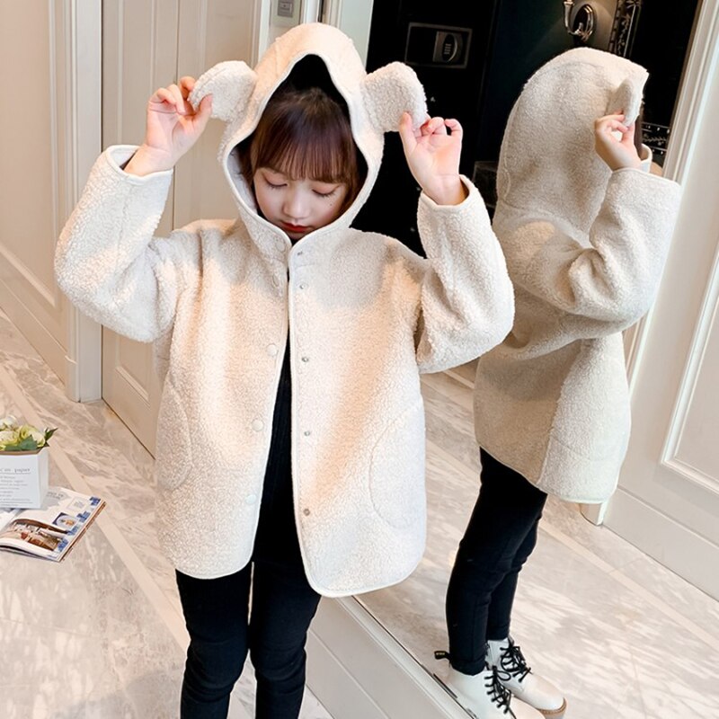 Cappotto invernale in lana per bambini in pile per ragazze regalo di natale più velluto con cappuccio per bambini giacche in Cashmere morbido caldo abbigliamento per bambini 4-12 anni