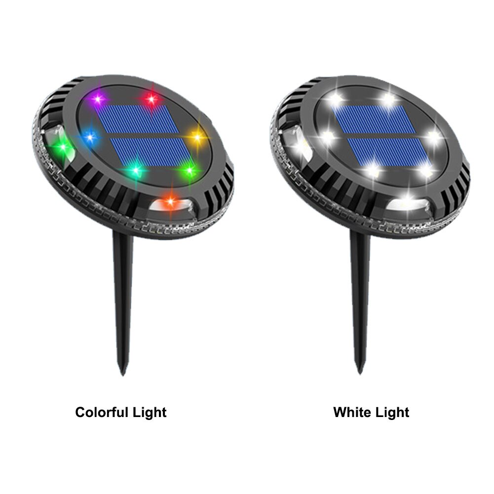 2pcs Outdoor Waterproof Ground Light Landscape 10 LEDs 180 Rotation Driveway Garden Decor Round Lawn Yard Solar Power Buried