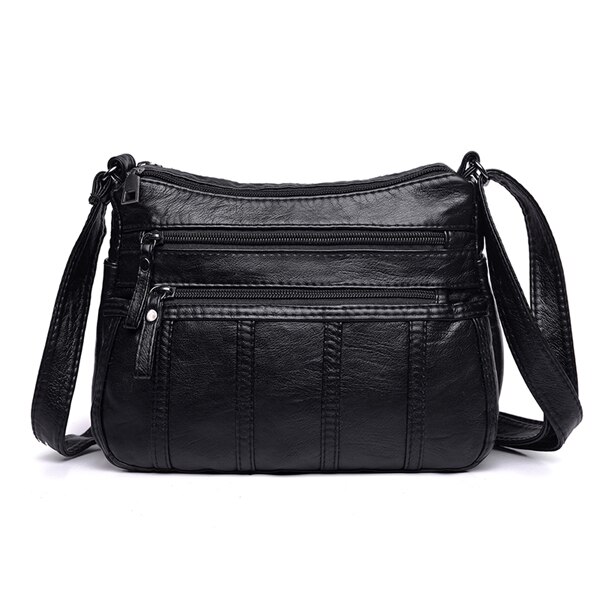 Annmouler Women Crossbody Bag Black Soft Washed Leather Shoulder Bag Patchwork Messenger Bag Small Flap Bag for Girls: No 2