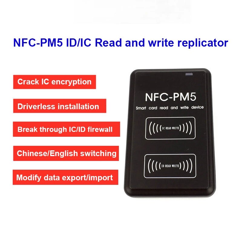 Nfc -pm5 salauksen purku kopiokone rfid kulunvalvonta kortinlukija  s50 uid älysirukortin kirjoittaja icid taajuus kopiokone