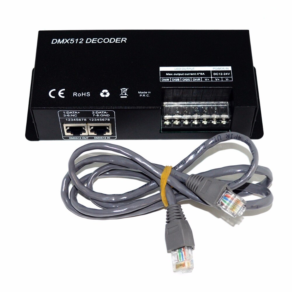 4 Channel 24A RGBW DMX 512 LED Decoder Controller DMX Dimmer Use For DC12-24V RGBW RGB LED Strip