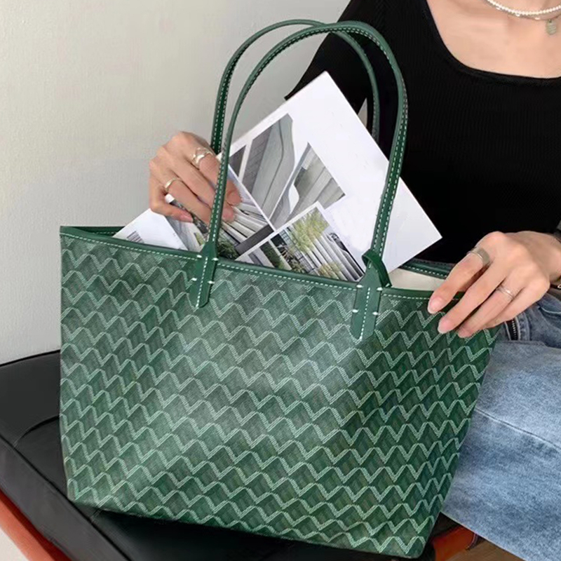 Store skuldertasker a+++++ læder tote taske stor kapacitet damehåndtasker dame shoppinghåndtasker håndtasker: Grøn / 13 tommer 325mm