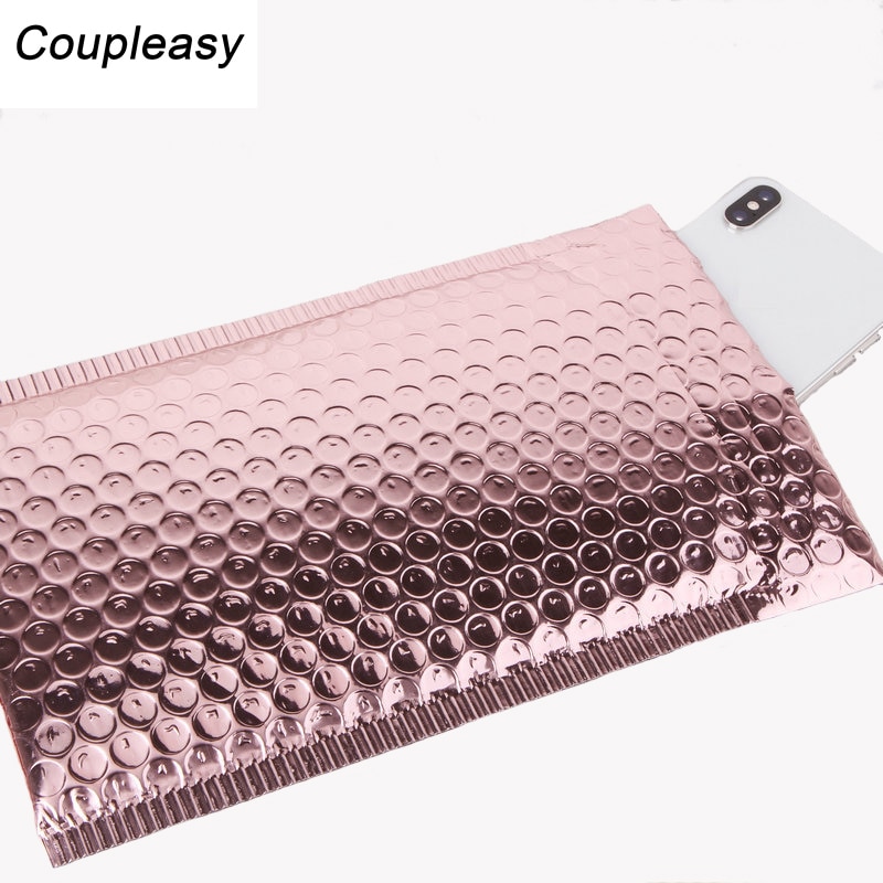10Pcs 5 Sizes Rose Gold Bubble Mailers Stationery Envelope Self Seal Envelopes with Bubble Waterproof Courier Bag