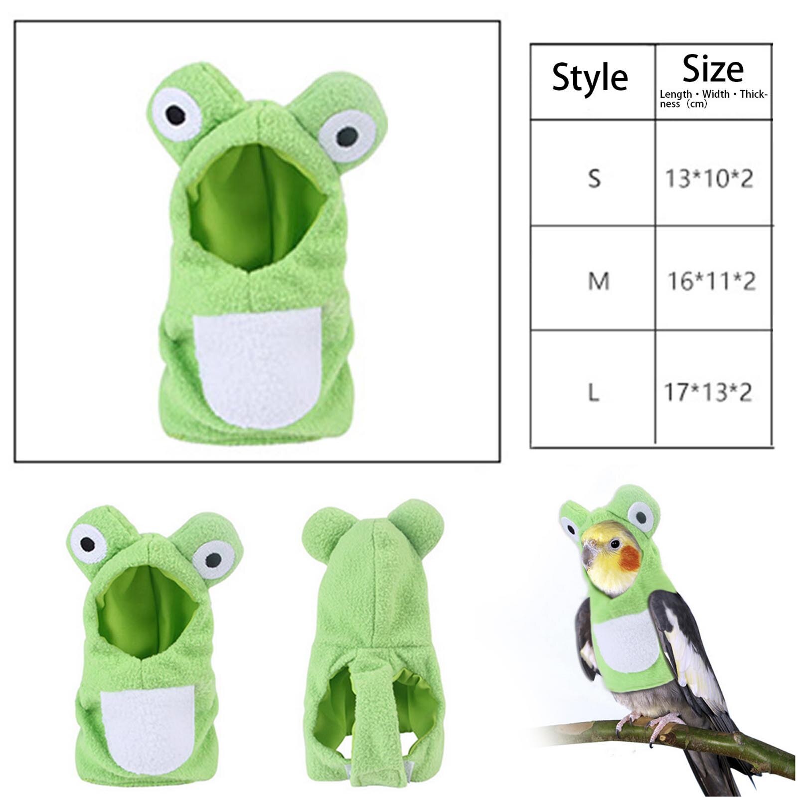 Bird's Hooded Winter Clothes Warm Hooded Coat Suit Frog Shape Cute Pet Parrot Outfit Winter Coat Warm Cozy Hooded Bird Clothes